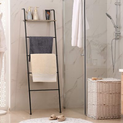 Metal Towel Blanket Ladder Storage Rack with Shelf for Bathroom