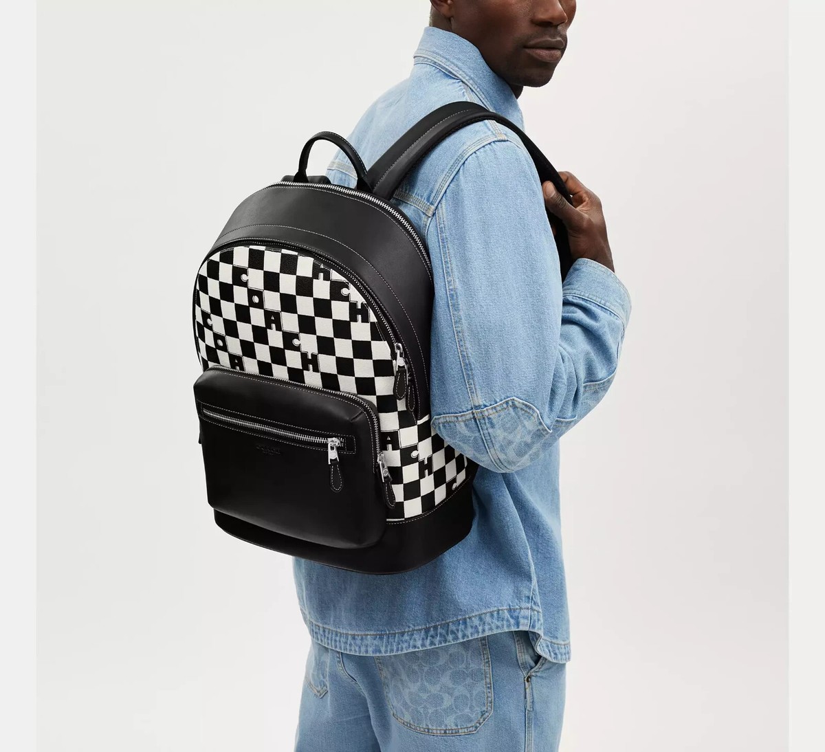 New Miim Cube Backpack Black Ivory Check Gingham for 13\
