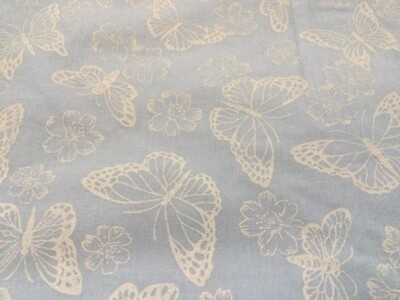 Cotton Fabric Lt Blue With White Butterfly Outline Print 2 Yds Plus