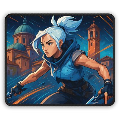 Jett Valorant Gaming Mouse Pad, Ascent Map, Blue Orange, Futuristic Design