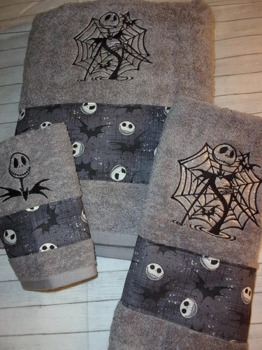 Nightmare Before Christmas RARE Jack Skellington 3 Piece GRAY Bath Towel Set - Picture 8 of 10
