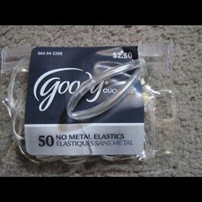 50 Goody Value Pack Clear Ouchless No Metal Small Poly Elastic Hair Bands Pouch
