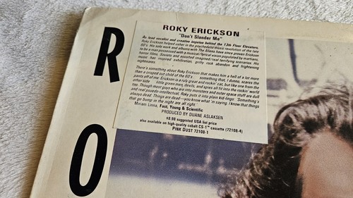 ROKY ERICKSON Don't Slander Me 1986 PINK DUST 72108 LP Vinyl Record EX/EX Psych - Foto 4 di 4