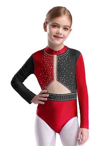 Kids Girls Bodysuit Unitard Dancewear Sparkly Jumpsuit Performance Gymnastics - Picture 81 of 104