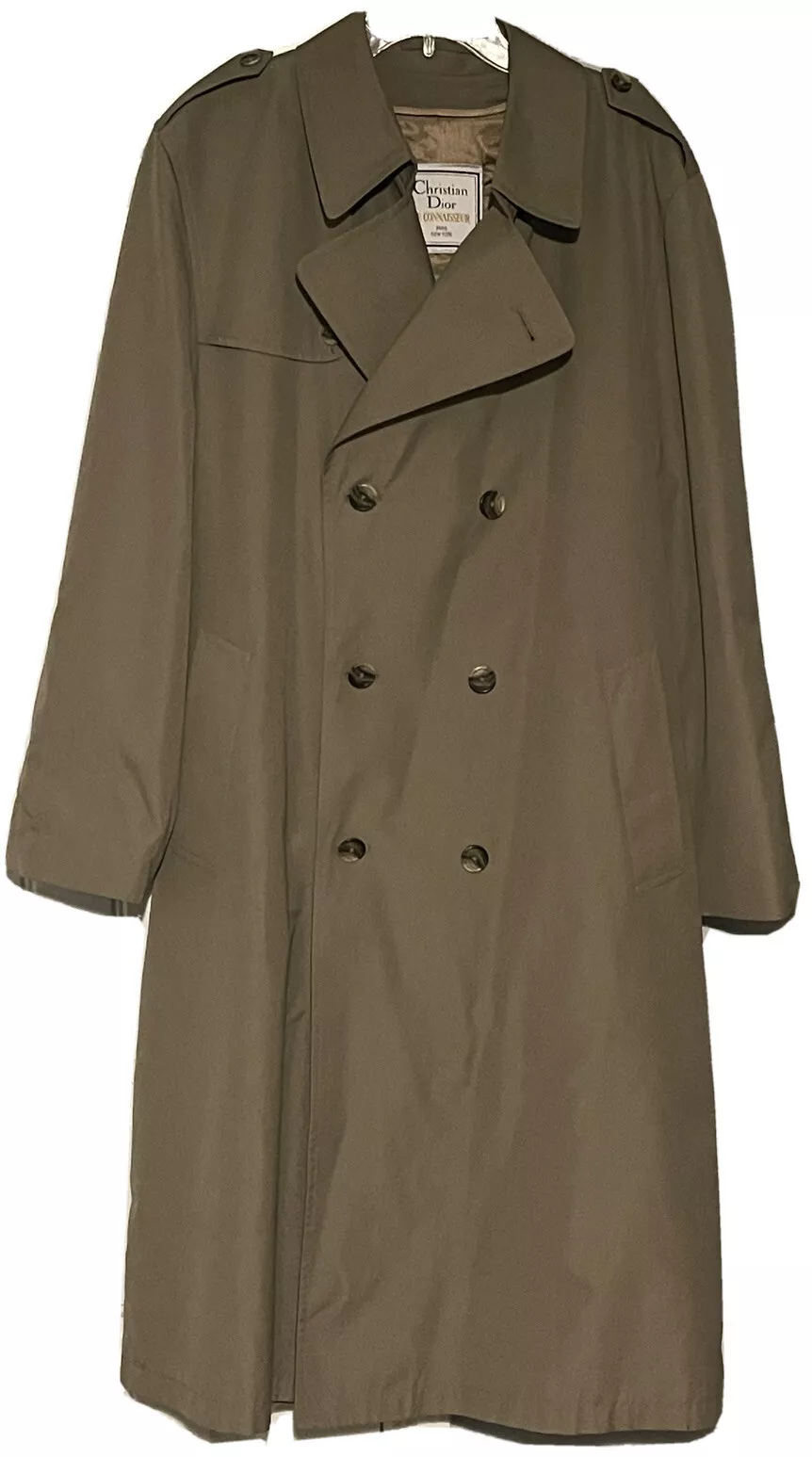 Manteau trench long vintage Christian Dior doublé laine Le Connaisseur avec ceinture marron 42L