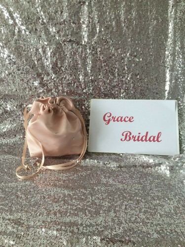 RUBOR / NUDE DIAMANTE DUCHESS SATIN DOLLY BAG B / MAID FLOWER GIRL * muestras gratis * - Imagen 2 de 6