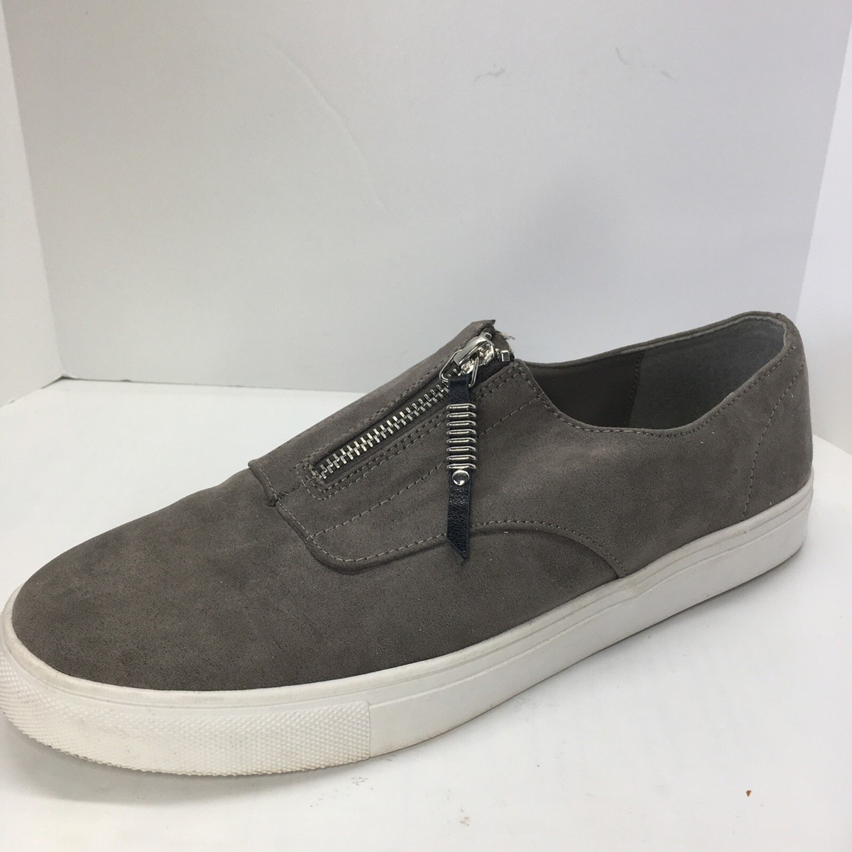Madden Girl Womens Gray Faux Suede Fabric Zip Up Sneaker Tennis Shoes