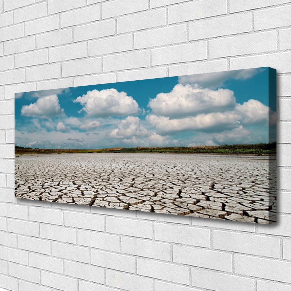 Grand Tableau Paysage Lit de la Rivière Séchée Déco Murale Impression Toile 125x50