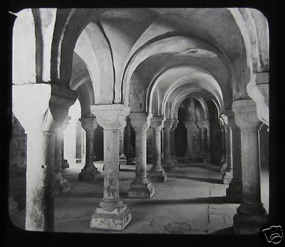 Glas Magische Laterne Dia WORCESTER CATHEDRAL CRYPT C1910 ENGLAND WORCESTERSHIRE
