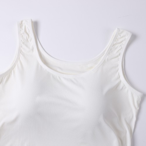 Camiseta sin mangas para mujer Sujetador incorporado Informal Correa ancha Sin mangas Capa Camisola Prendas para el torso - Imagen 9 de 14