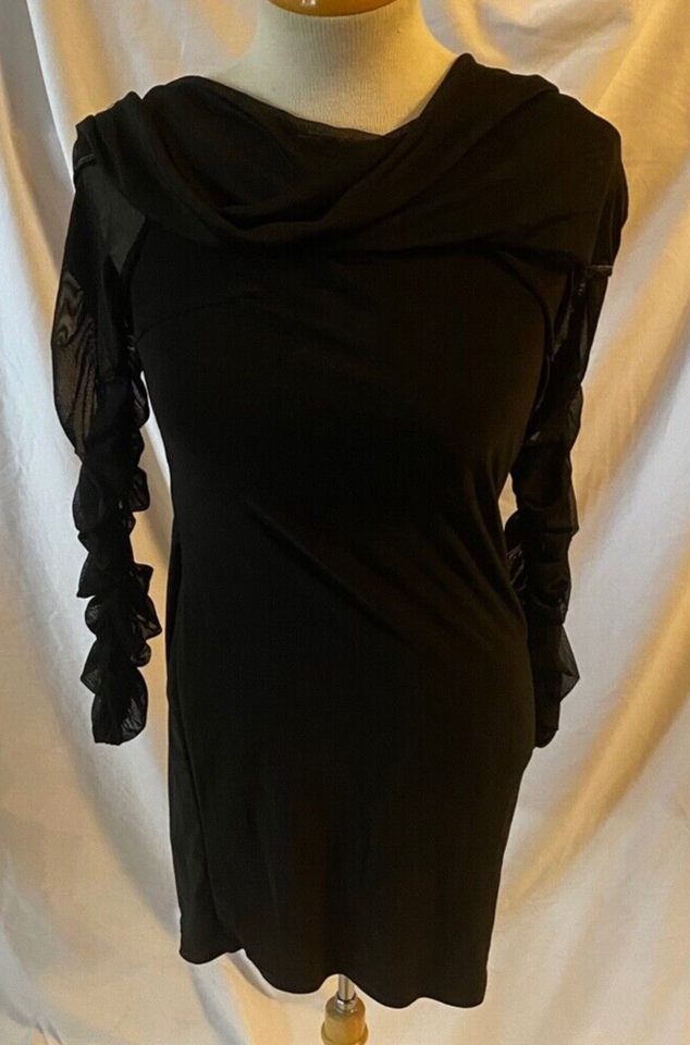 New! Club London US 8 Long Sleeve Mini Dress Black Elegant Classic Form