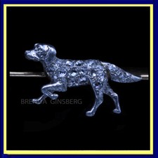 Antique Dog Brooch Diamonds Gold Platinum Labrador Retriever w Appraisal (5895)