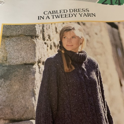 VINTAGE CREATIVE KNITTING PATTERN - CABLED DRESS IN A TWEEDY YARN - Picture 2 of 5