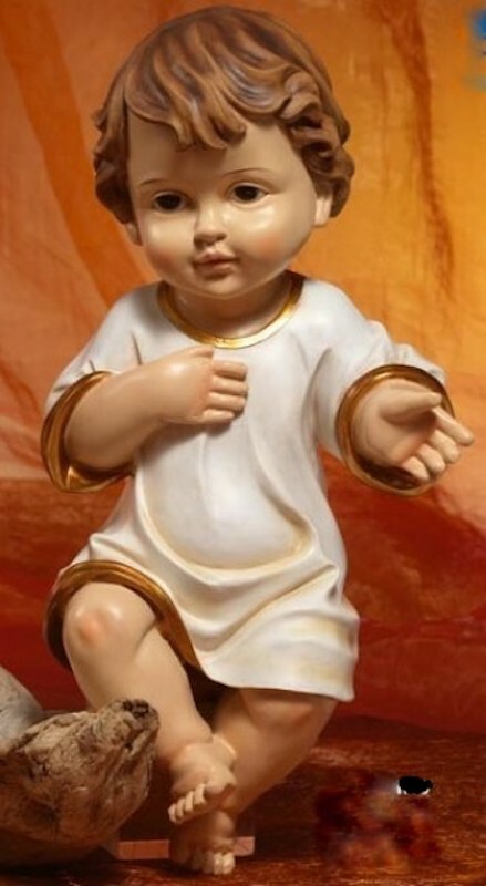 Statuetta Gesù Bambino sdraiato 14 cm resina Lando Landi