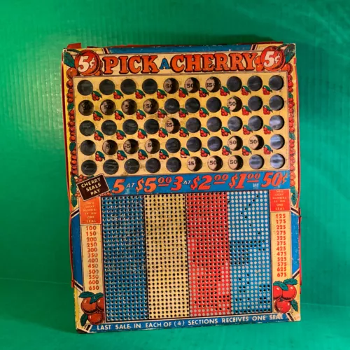 Vintage Carnival Game" Pic A Cherry"  Punch Board Game