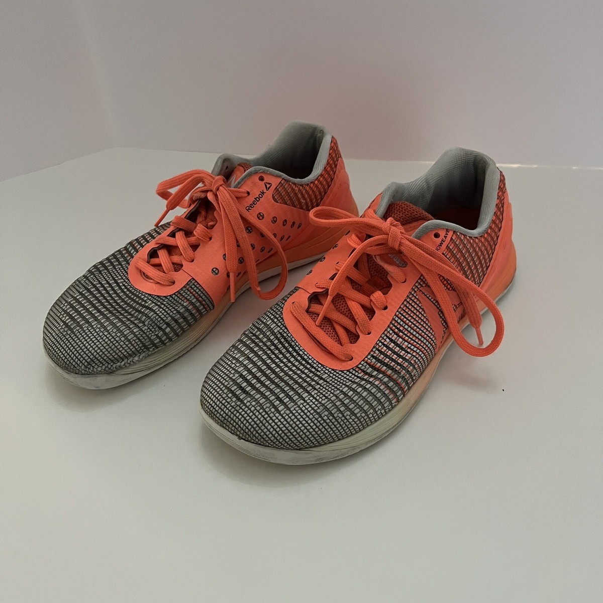 Reebok Shoes Womens Grey Neon Orange CrossFit Workout Athletic