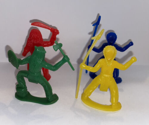 Juego de 4 Indios de Plástico Juego Rifle de Guerra Espada Luchador Timme Marx Tim Me - Imagen 4 de 4