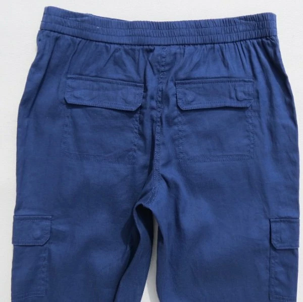 CHICO’S 蓝色弹力棉亚麻休闲工装作物裤子尺寸 0 美国 S 4 6 完好 — 第 4/4 张图片