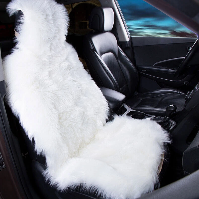1PC Faux Sheepskin Fur Car Seat Cover Soft Warm Plush Full car Front seat Case - Image 3 of 4