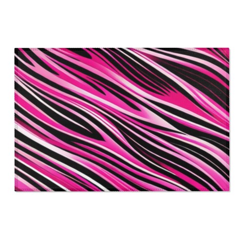Area Rugs_Rectangular_3 Size_100% Polyester Chenille_Pink&Black Zebra - Picture 5 of 10