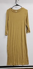 A New Day Womens 3/4 Sleeve Ribbed Dress Olive Pitt size M NWT