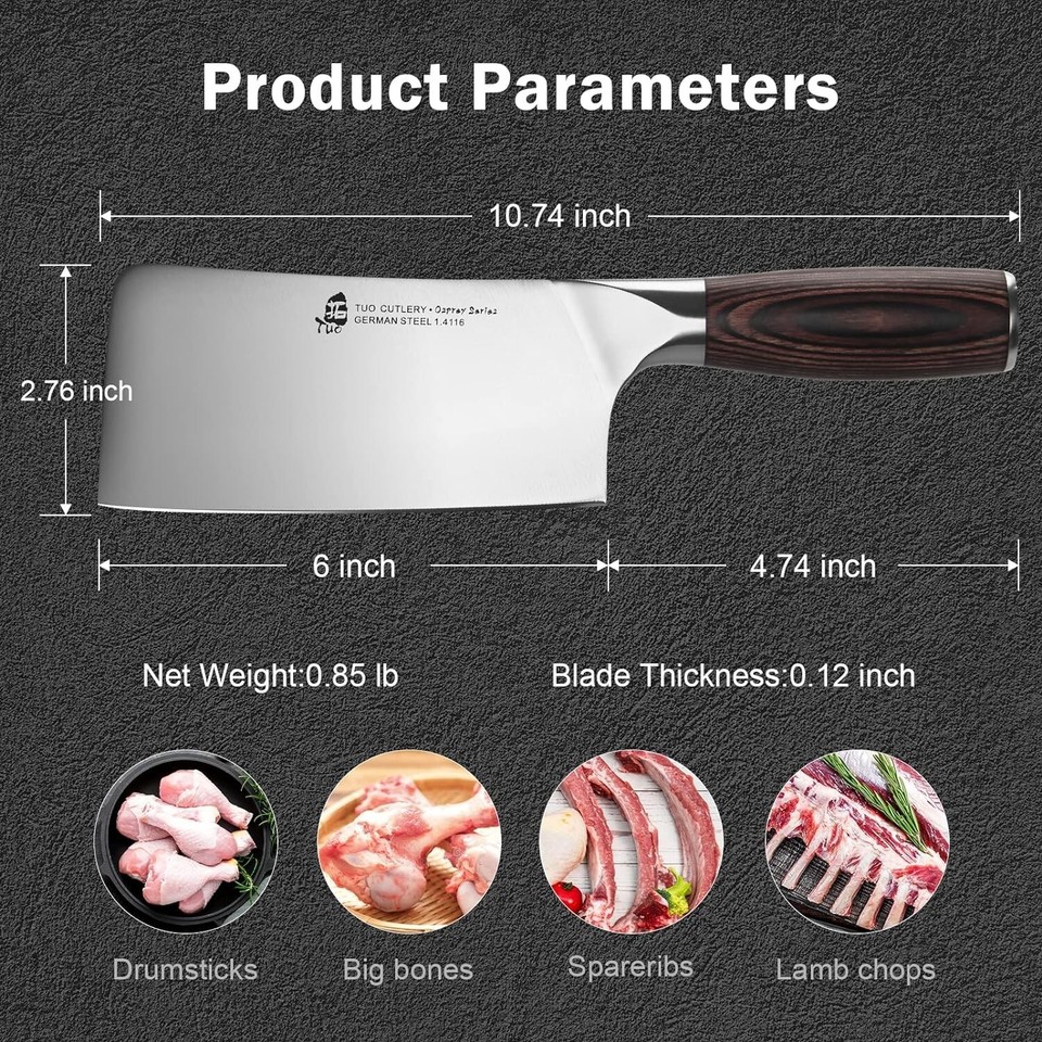TUO Chopper Knife 6 inch Heavy Duty Butcher Knife Vegetable Meat Cleaver eBay
