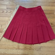 VTG Deb Womens Casual Pleated Button Zip Red A Line Skirt XS Tennis Cheer Style