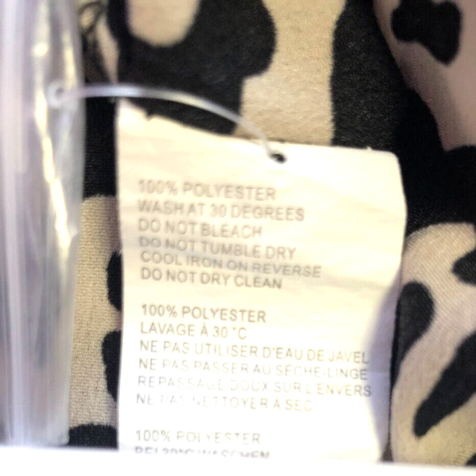 Boohoo Top UK10 Cream/Black Leopard Print Button Through Long Sleeve New image 5