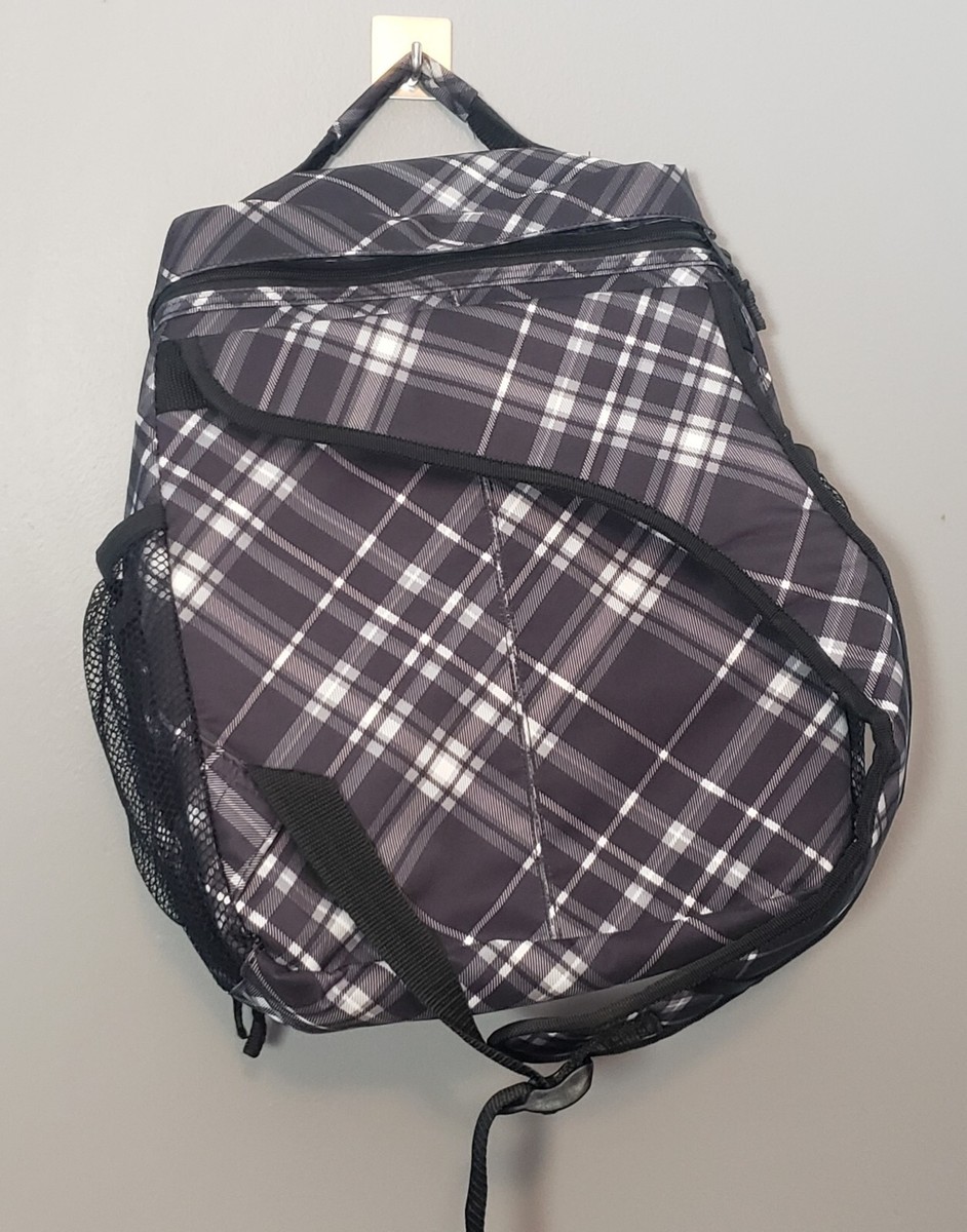 Thirty One Sling Bag Crosshatch Grey & Black Plaid Travel Hiking