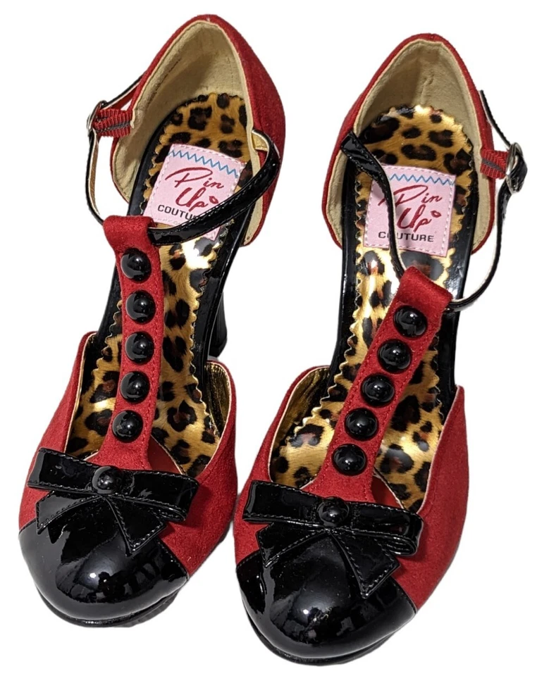 Zapatos de salón Pleaser Pin Up Couture con correa en T mini lazo tacones altos para mujer talla 5 Smitten 10 Foto 2 de 4