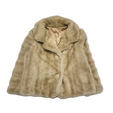 Allander House Of Fraser 80s Vintage Beige Faux Fur Jacket Uk Women's Size 16-18