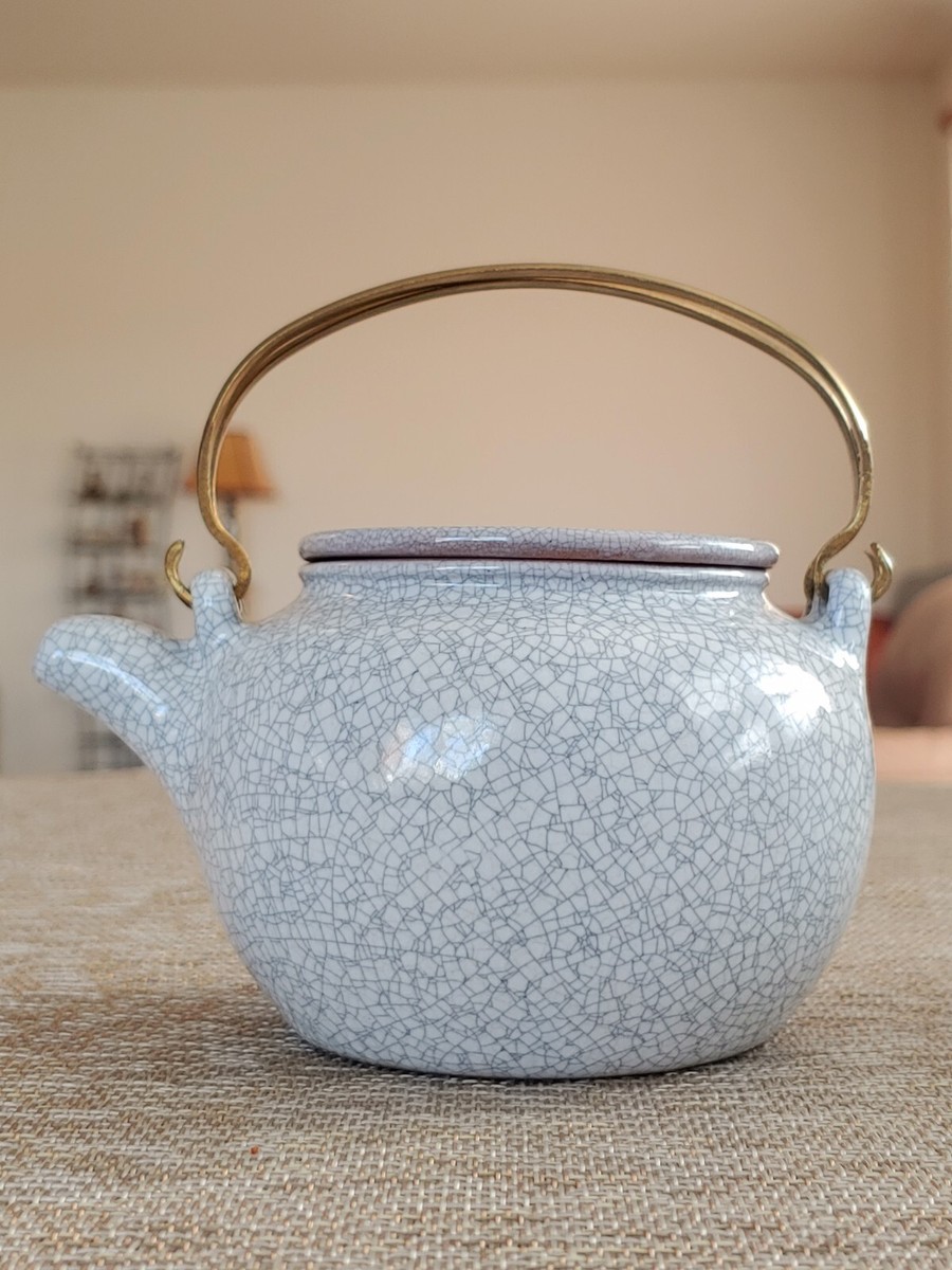 宜兴哥釉紫砂提梁壶茶杯Vintage Group Chinese Yixing Zisha Clay Ge
