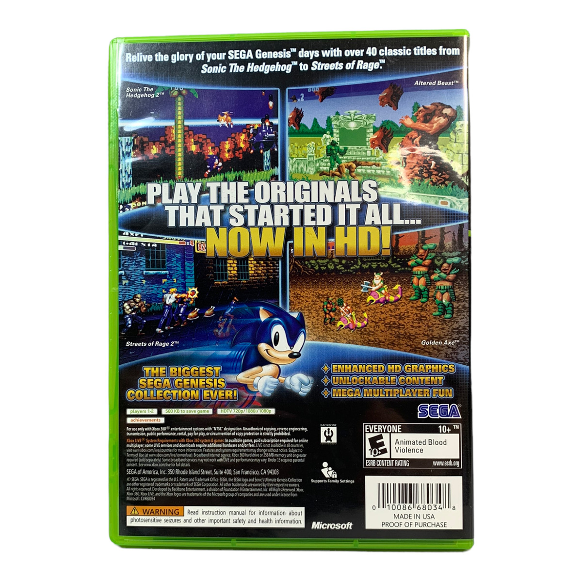 Sonic's Ultimate Genesis Collection (Platinum Hits) - Xbox 360