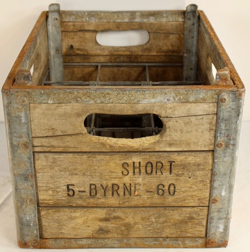 Antiguo SHORT BYRNE Madera Láctea Leche Botella Caja Portador Americana - Imagen 6 de 15