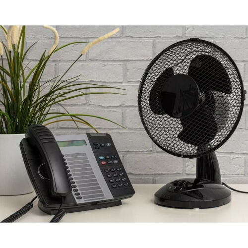 Black 9" Inch Small Oscillating 2 Speed Air Cooling Desk Work Top Fan - BLACK - Picture 4 of 8