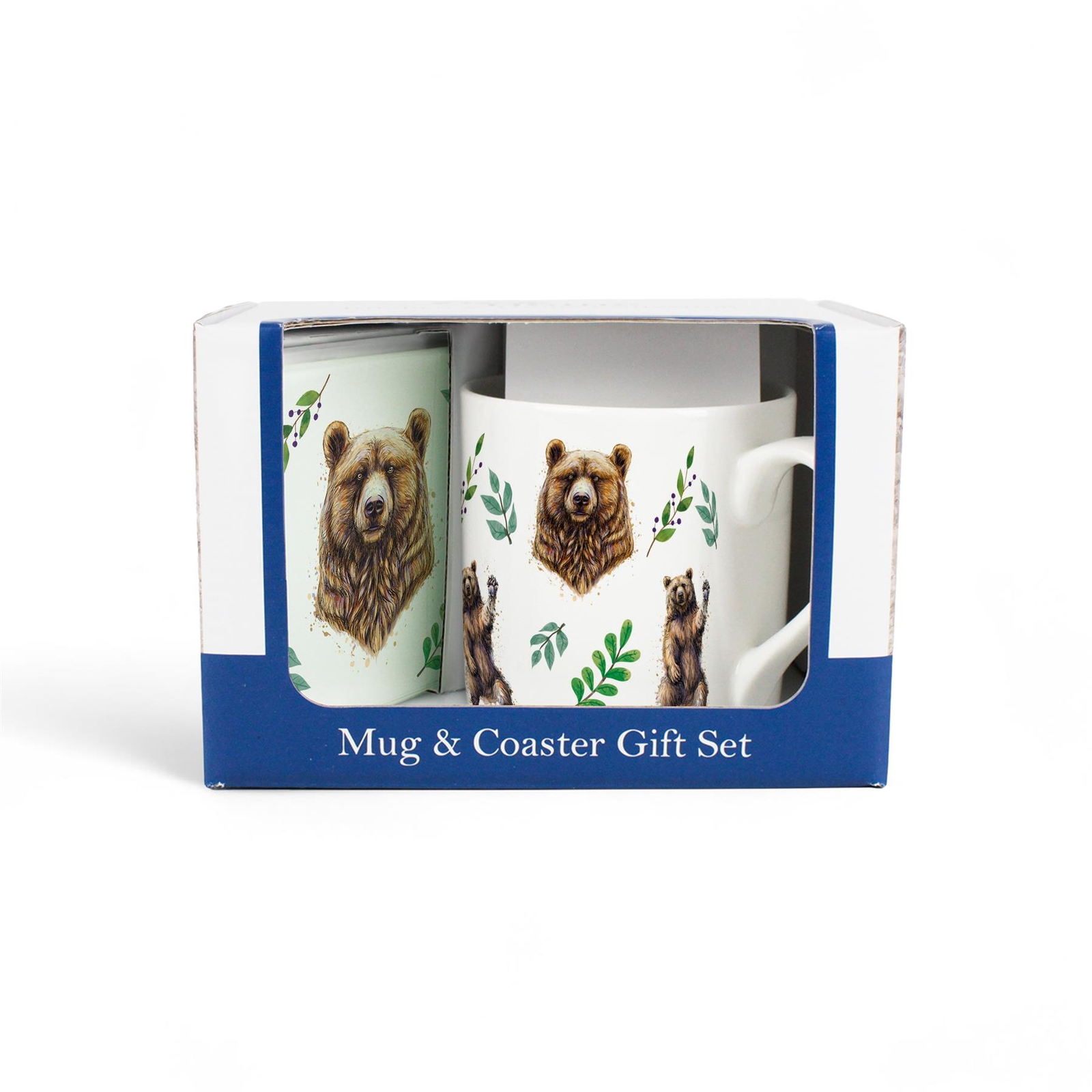 Wild Bears Bone China Mug & Glass Coaster Gift Set - Exotic Animals Present