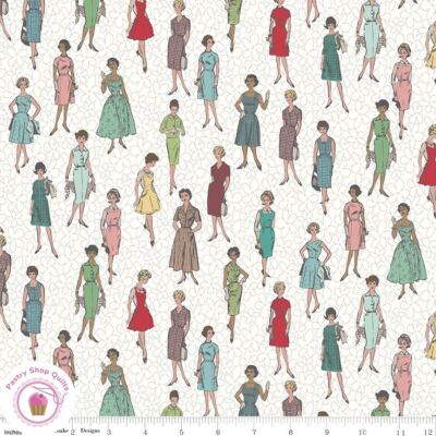Riley Blake STITCH 10936C Cloud White LADIES Quilt Fabric LORI HOLT 30's VINTAGE