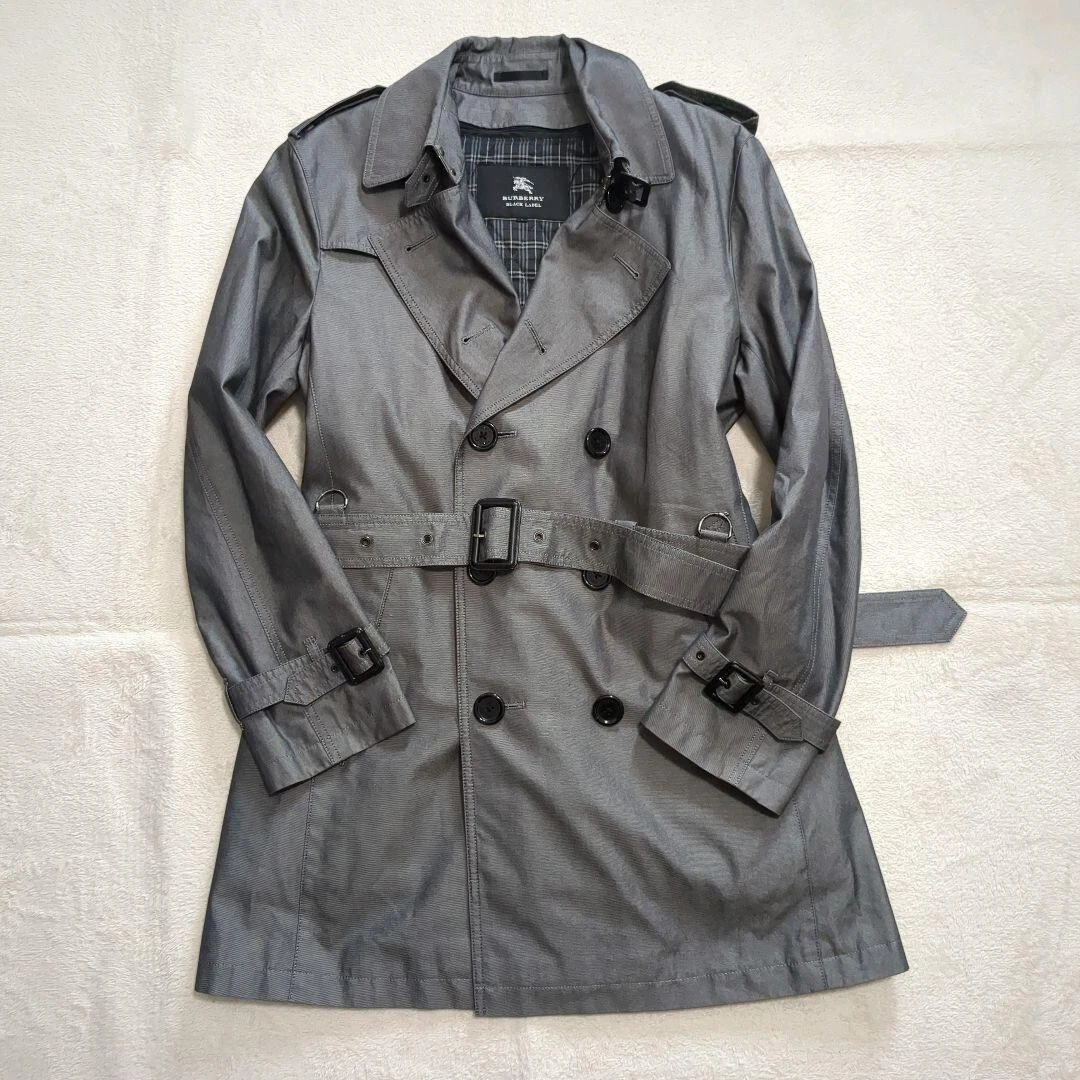 BURBERRY BLACK LABEL trench cappotto cotone con cintura taglia M colore grigio moda uomo