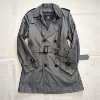 BURBERRY BLACK LABEL trench coat belted cotton size-M color gray