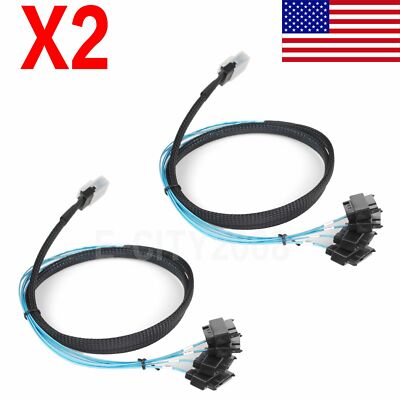 2PCS Mini SAS 36Pin SFF-8087 to 4 SFF-8482 HDD With SATA Power Splitter Cable 1M