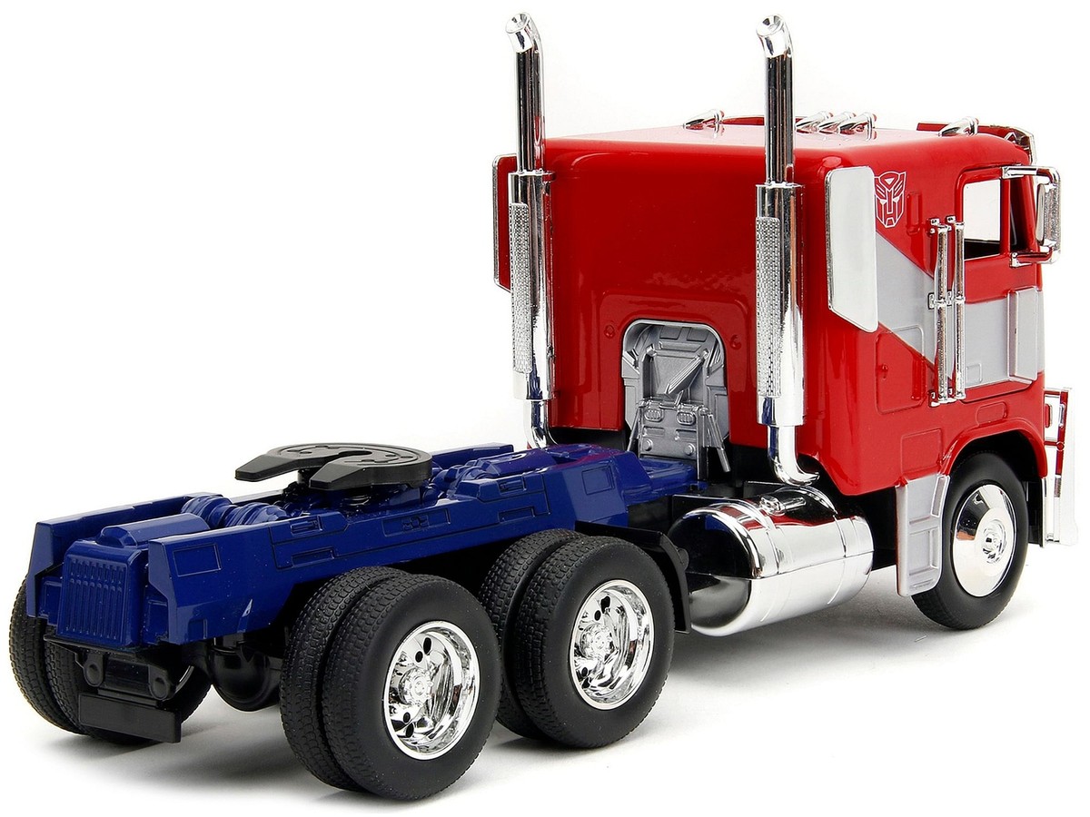 Optimus Prime Tractor Truck Red and Blue with Silver Stripes