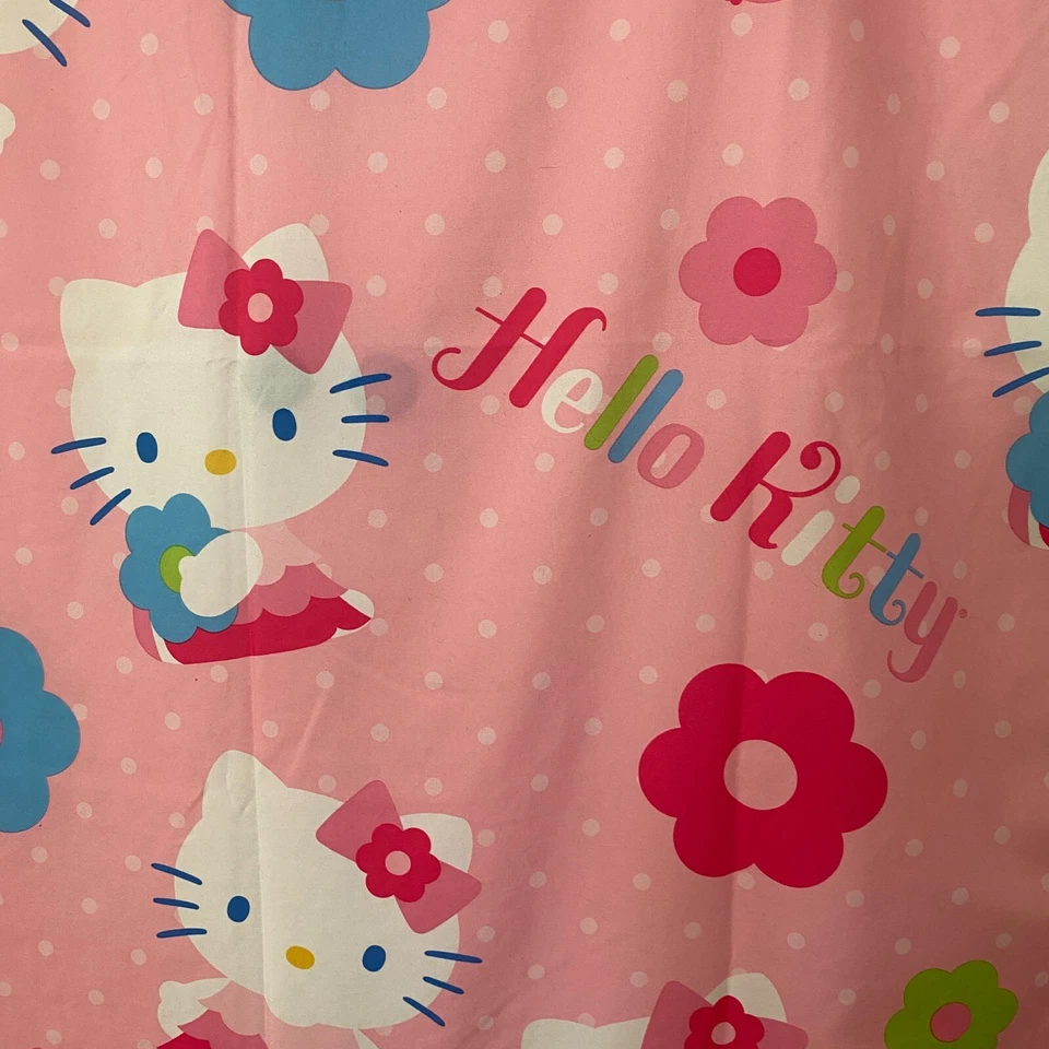 Hello Kitty Curtain Panel Sanrio 2014 64" x 39" Pink Floral Kawaii Bedroom Decor - Image 2 of 4