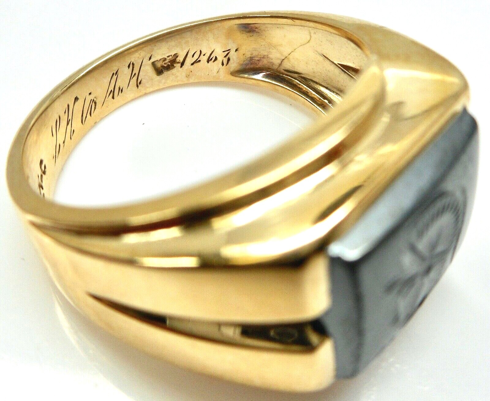 10K YELLOW GOLD MENS HEMATITE RING Gem