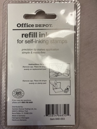 Tinta de recarga para estampillas autoentintadas, azul, 1 fl oz. - Imagen 2 de 2