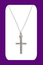 Small Plain Silver Cross Pendant Sterling Silver 925 Hallmark 16 - 18" Chain