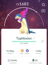 - Shiny Typhlosion -  P T C - 80k stardust  - Description