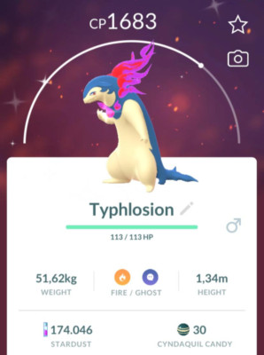   Shiny Typhlosion -  P T C - 80k stardust  - Description