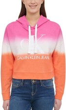 Calvin Klein Jeans Womens Monogram Logo Tie Dye Block Hoodie Sherbert Combo, La