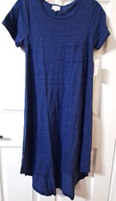 LuLaRoe Women's XXS Dark Heathered Blue "Carly" Short Sleeve Dress New w/Tags