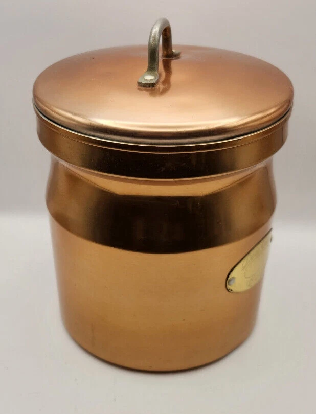 De La Cuisine Cookies Canister Jar w Lid Copper Plated Exterior 6"x6"x7"H USED - Image 4 of 4